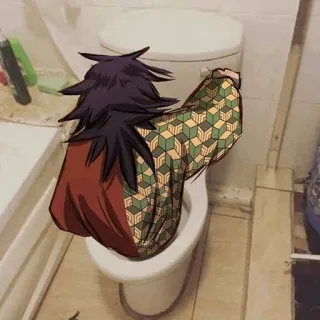 ✨ Giyu Tomioka Demon Slayer 动漫, 鬼灭之刃, 富冈义勇, 厕所, 搞笑, 幽默 whatsapp sticker