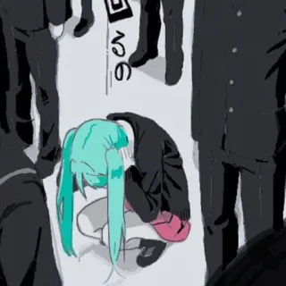 🐈 Hatsune Miku るの Anime, Ragazza, piangendo, Vocaloid, Depressione, triste, Miku telegram sticker