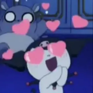 😍 desenho animado, corações, amor, fofo, animal, feliz whatsapp sticker