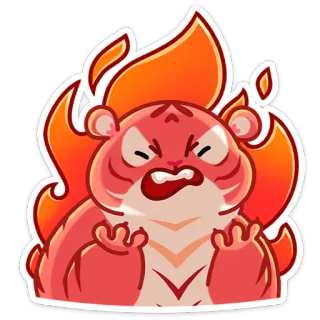 🤬 bravo, tigre, fogo, desenho animado, animal, furioso, personagem whatsapp sticker
