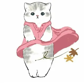 💗 kot, kotek, wiatr, peleryna, kawaii, zwierzę, uroczy, kreskówka telegram sticker