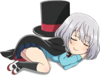 😴 Anime, Śpiąca, Dziewczyna, Kapelusz, Słodkie telegram sticker