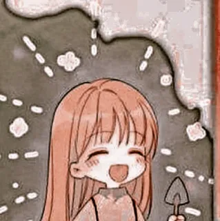 🦔 Anime, Dziewczyna, Kreskówka, Słodkie, Łopata, Ogrodnictwo telegram sticker