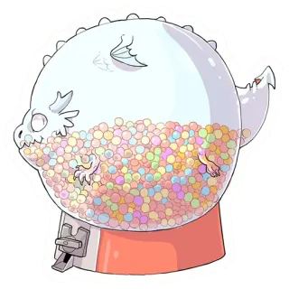 🍬 Drache, Kaugummiautomat, Süßigkeiten, Fantasy, niedlich, Aufkleber telegram sticker
