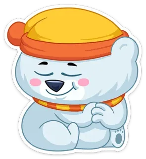 ☺️ クマ, 動物, 漫画, ステッカー, かわいい, ホッキョクグマ, 冬, マフラー telegram sticker