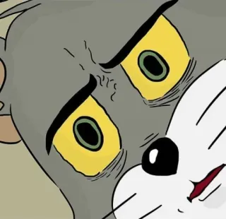 😦 Tom Cat Tom and Jerry мультфильм, кот, мем, смешной, выражение, удивление, в шоке whatsapp sticker