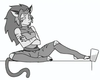 🥤 Catra She-Ra and the Princesses of Power garota gato, desenho animado, animação, sentada, braços cruzados, felino telegram sticker