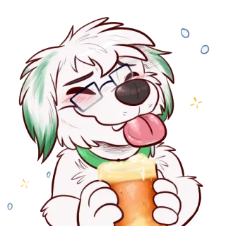 🍻 cachorro, peludo, cerveja, bebendo, desenho animado, fofo telegram sticker