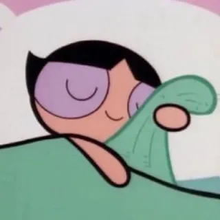 💤 Buttercup Powerpuff Girls Cartone animato, Dormire, Carino, Coperta, Rilassante, Animato telegram sticker