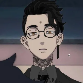🌟 Anime, Charakter, Porträt, Brille, Tattoo telegram sticker