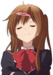 😌 anime, ragazza, cartone animato, sorridente, carina, uniforme telegram sticker