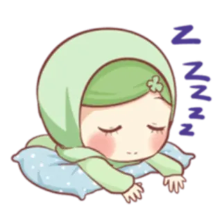 😴 Zzzzz... сонный, спящий, дрема, zzz, мультфильм, милый, сон, хиджаб telegram sticker