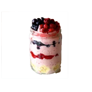 🍦 sobremesa, frutas vermelhas, banana, smoothie, pote, fruta, saudável telegram sticker