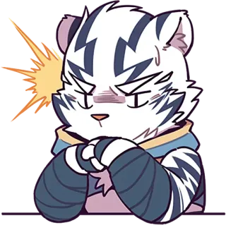🧐 wütend, Tiger, Cartoon, süß, Ausdruck, Tier whatsapp sticker