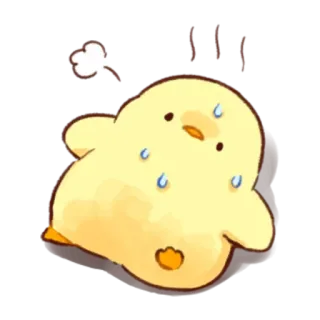 🥵 ไก่, การ์ตูน, เหงื่อออก, เหนื่อยล้า, น่ารัก, สัตว์ telegram sticker