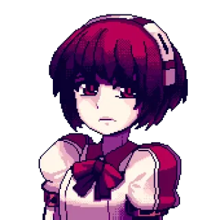 😕 动漫女孩, 像素画, 可爱, 卡哇伊, 女性, 肖像 telegram sticker
