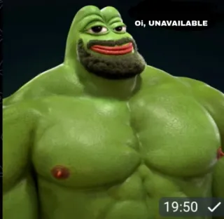 😏 Pepe Oi, UNAVAILABLE เปเป้, มีม, กบ, มีมอินเทอร์เน็ต, ตลก telegram sticker