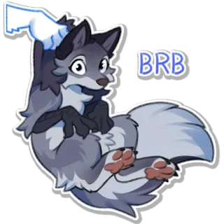 👀 BRB wolf, animal, cartoon, brb, text telegram sticker