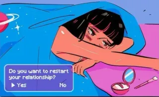 🍭 Do you want to restart your relationship?
▶ Yes
No relationship, restart, sad, makeup, girl, cartoon telegram sticker
