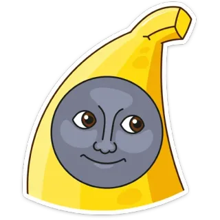 🌚 Banane, Mond, Gesicht, Cartoon, Frucht, Sticker telegram sticker