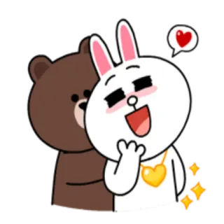 🛍 медведь, кролик, любовь, сердце, милый, мультфильм whatsapp sticker