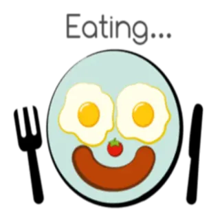 😋 Eating... 음식, 아침, 계란, 토마토, 소시지, 먹기 telegram sticker