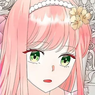 🍉 anime, girl, pink hair, flower, headband, portrait telegram sticker