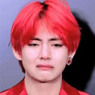 😢 V kpop, idol, bts, kim taehyung, v, triste, piangere, faccia telegram sticker