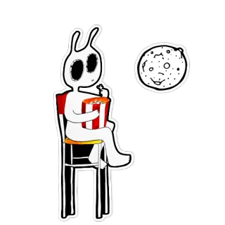 🍿 Alien, Popcorn, Film, Menonton, Kartun, Karakter, Duduk telegram sticker