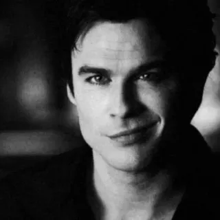 🖤 Damon Salvatore The Vampire Diaries vampiro, serie de tv, guapo, blanco y negro, hombre whatsapp sticker