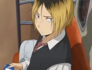 😔 Kenma Kozume Haikyuu 애니메이션, 하이큐, 켄마, 코즈메 켄마, 캐릭터, 금발 머리, 애니메이션 캐릭터 telegram sticker