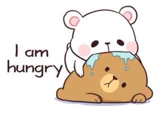 🐵 I am hungry oso, lindo, hambriento, dibujos animados telegram sticker
