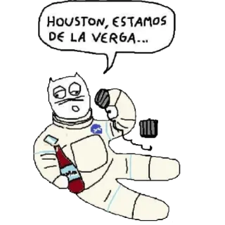 👩‍🚀 HOUSTON, ESTAMOS DE LA VERGA... gato, astronauta, alcohol, ofensivo, dibujo animado, pegatina telegram sticker