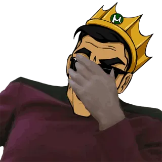 🤦 König, Krone, Sonnenbrille, Meme, Cartoon, Figur, Illustration telegram sticker