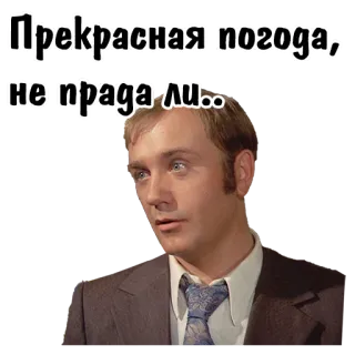 ☺️ Прекрасная погода, не правда ли.. russo, meteo, uomo, citazione, divertente telegram sticker