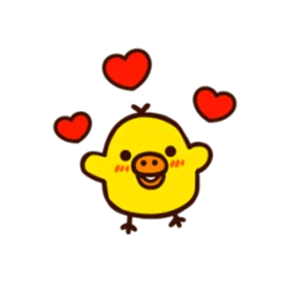 💕 anatra, carino, cartone animato, animale, cuori, amore, kawaii telegram sticker