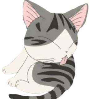 😺 Chi Chi's Sweet Home кот, лижет, милый, аниме, животное, мультфильм, питомец whatsapp sticker