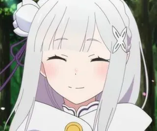 🦕 Emilia Re:Zero − Starting Life in Another World anime, Emilia, Re:Zero, cute, smiling telegram sticker