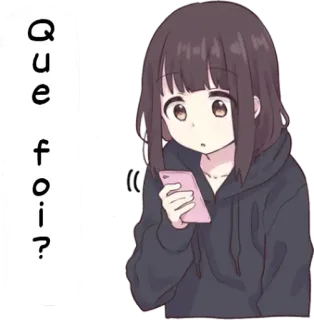 🤔 Que foi-? anime girl, surprised, question, phone, cartoon telegram sticker