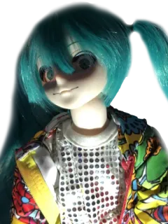 😐 Hatsune Miku кукла, Vocaloid, аниме, манга, фигурка, японский telegram sticker
