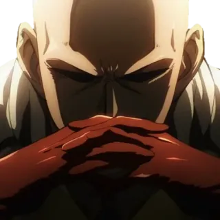 🤔 Saitama One Punch Man Аниме, Герой, Серьезный, Супергерой, Лысый telegram sticker