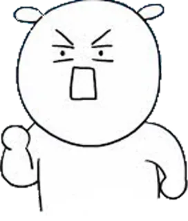 💪 arrabbiato, cartone animato, espressione, bianco, personaggio telegram sticker