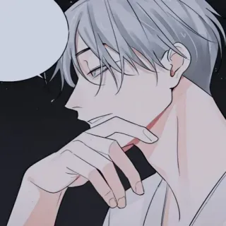 🔮 Anime, Manga, Personaggio, Capelli Grigi, Uomo, Pensieroso telegram sticker