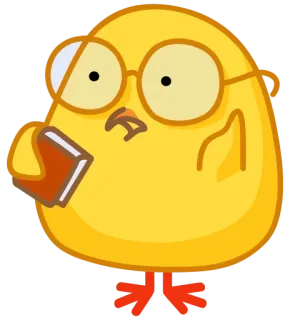 📖 Küken, Vogel, Brille, Buch, niedlich, Tier, Cartoon whatsapp sticker