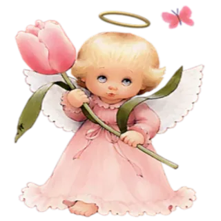 🌷 anjo, flor, desenho animado, fofo, rosa, borboleta telegram sticker