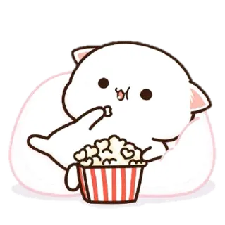 😋 Katze, Tier, niedlich, Cartoon, Popcorn telegram sticker