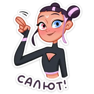 👋 Салют! dibujo animado, saludo, hola, chica telegram sticker
