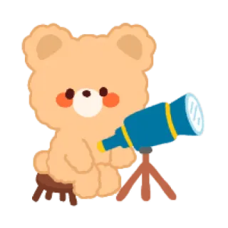 🐻 urso, telescópio, fofo, desenho animado, animal, kawaii telegram sticker