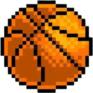 🌟 basketball, pixel art, sports, ball, orange telegram sticker