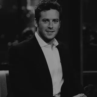 📎 Armie Hammer, Ator, Retrato, Celebridade, Homem, Preto e branco telegram sticker